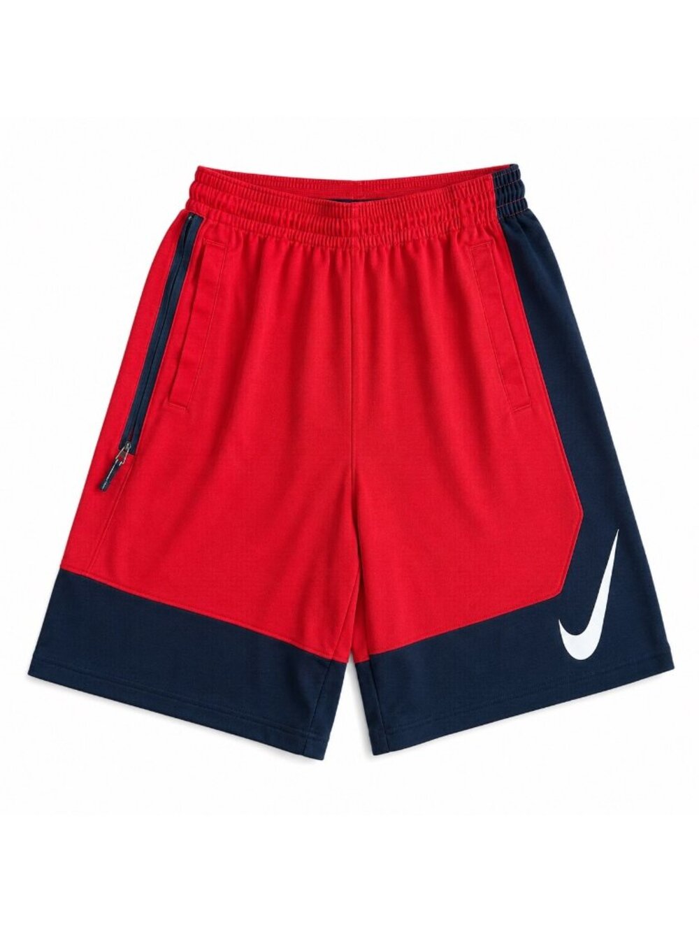 Nike Boys Dri-FIT Basketball Shorts Youth Large Red Black Swoosh Zip Pocket